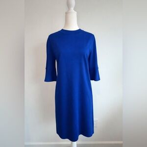 COS Blue Shift Dress Minimalist Short Sleeve Tunic Dress Clean Lines